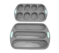 AMONIDA Teglia per Pane in Silicone, 2 Pezzi, Teglia Perforata Antiaderente di Alta qualità con Fori di Ventilazione, Facile da Pulire, Lavabile in Lavastoviglie, Accessori da Forno