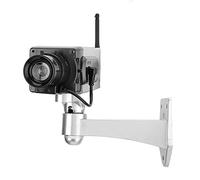 AMONIDA Telecamera Fittizia con Luce Lampeggiante a LED per il Monitoraggio della Sicurezza Interna Esterna, Finitura ABS Argento Resistente, 3 unità
