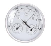 AMONIDA Termometro Igrometro Barometro Quadrante di Facile Lettura da 128 | Calibrazione Automatica, Lega di Alluminio, Alloggiamento in Plastica, Patio Domestico, Interni Ed Esterni, A Parete o in