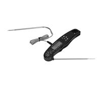 AMONIDA Termometro per Barbecue Display LCD a Doppia Sonda Termometro Digitale per Carne Facile da Riporre per Casalinga e Barbecue con Sonda Wireless (BLACK)