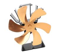 AMONIDA Ventilatore per Stufa Alimentato a Calore 6 Pale Compatto e Leggero Controllo Manuale per Bruciatori a Legna e Pellet Lega di Alluminio 1 unità (GOLD)