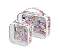 Amooorous 2 Pack Arte Astratta Danza Piazze chiaro decorativo borsa da toilette per le donne TSA approvato multifunzionale trucco borsa da viaggio viaggio essenziale Bolsa de almacenamiento, Piazze