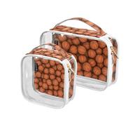Amooorous 2 Pack Basket chiaro decorativo borsa da toilette grande TSA approvato impermeabile viaggio trucco borse da uomo kit da barba para maquillaje, Pallacanestro, 1 size