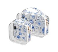 Amooorous 2 Pack Beauty Spring Flowers Blue Daisy chiaro decorativo appeso borsa da toilette TSA approvato borse cosmetiche impermeabili per le donne per la borsa Aeroporto Compagnia aerea Conformi de