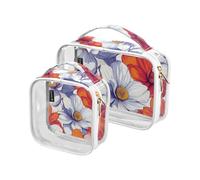 Amooorous 2 Pack Bellezza Fiori Primavera chiaro decorativo uomini borsa da toilette TSA approvato multifunzionale trucco borsa piccola Airport Airline Compliant de maquillaje para, fiori di primavera