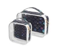 Amooorous 2 Pack Black Dragon Scalesglittering clear Decorativa Borsa da toilette Viaggio TSA Approvata Multifunzione Trasparente Borsa Trucco Uomini Rasatura Kit Para Maschio, Drago Nero, Drago nero