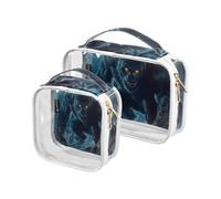 Amooorous 2 Pack Blue Cool Flame Gorilla chiaro decorativo borsa da toilette per le donne TSA approvato riutilizzabile borsa trucco piccolo viaggio essenziale Bolsa de almacenamiento, Gorilla Fiamma