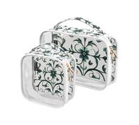 Amooorous 2 Pack Boemia Europa Vine Scroll Pattern Ciano chiaro decorativo appeso borsa da toilette TSA approvato portatile trucco organizzatore borsa viaggio essenziale de maquillaje, Boemia Europa