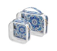 Amooorous 2 Pack Bohemian Boho Vintage Style Fiore chiaro decorativo borsa da toilette viaggio TSA approvato borsa da viaggio trucco portatile kit da barba da uomo Bolsa de almacenamiento, Fiore in