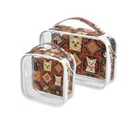 Amooorous 2 Pack Boho Pattern Dark Cute Dogs chiaro decorativo borsa da toilette per le donne TSA approvato borsa trasparente viaggio cosmetico rasatura essenziale de maquillaje para, boho modello