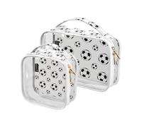 Amooorous 2 Pack Calcio chiaro decorativo borse trucco per le donne TSA approvato impermeabile cosmetici borse per le donne per la borsa Aeroporto Compagnia aerea Compliant de maquillaje para, Calcio,