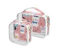 Amooorous 2 Pack Cartoon Cute Animals Blush Colore chiaro decorativo borsa da toilette appeso TSA approvato impermeabile cosmetico borsa da viaggio viaggio essenziale maquillaje, cartone animato,