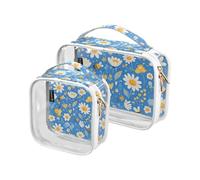 Amooorous 2 Pack Cartoon Cute Bee FIORE e bianco chiaro decorativo mens toilette borsa TSA approvato portatile grande borsa cosmetica Airport Airline Compliant Bolsa de maquillaje, Fumetto carino ape