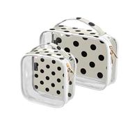 Amooorous 2 Pack Cartoon Dot Nero chiaro decorativo piccolo sacchetto da toilette TSA approvato portatile piccolo cosmetico borsa da uomo kit da barba maquillaje para, Cartoon dot nero, 1 size