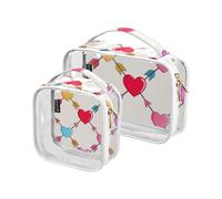 Amooorous 2 Pack Cartoon Freccia Cuore chiaro decorativo toilette appeso borsa TSA approvato multifunzionale trucco borsa organizzatore viaggio essenziale de maquillaje, cuore freccia cartone animato,