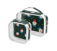 Amooorous 2 Pack Cartoon Paillettes Buon Natale Nani chiaro decorativo appeso viaggio toilette TSA approvato impermeabile piccolo trucco borsa da uomo kit da barba para maquillaje, Paillettes Cartoon