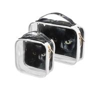 Amooorous 2 Pack Cartoon Simpatico Gatto Bianco Trasparente Borsa da toilette decorativa per TSA Approvata Portatile Trucco Borsa da Viaggio Airline Compliant Bolsa la Carina Gatto Bianco, 1, Gatto
