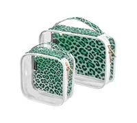 Amooorous 2 Pack Cheetah Fur Skin Dark Green chiaro decorativo appeso articoli da toeletta viaggio TSA approvato borsa riutilizzabile viaggio cosmetico rasatura essenziale de maquillaje, pelle di