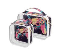 Amooorous 2 Pack Color Game Machine chiaro decorativo toilette borsa da viaggio TSA approvato borsa trucco trasparente organizzatore da uomo kit da barba Bolsa de almacenamiento, Macchina del gioco di