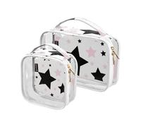 Amooorous 2 Pack Dreamy Nero e Rosa Stelle chiaro decorativo toilette appeso borsa TSA approvato borse impermeabili per le donne Kit rasatura uomo maquillaje, Stelle da sogno nere e rosa, 1 size