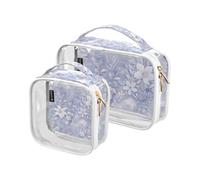Amooorous 2 Pack Dreamy Oceanic e Floral Pattern Pastel Color chiaro decorativo uomini borsa da toilette TSA approvato trasparente pennello trucco borsa da uomo kit da barba maquillaje, Dreamy,