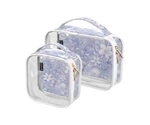 Amooorous 2 Pack Dreamy Oceanic e Floral Pattern Pastel Color chiaro decorativo uomini borsa da toilette TSA approvato trasparente pennello trucco borsa da uomo kit da barba maquillaje, Dreamy,