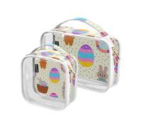 Amooorous 2 Pack Easter Egg Bunny Rabbit Beige chiaro decorativo viaggio borsa da toilette TSA approvato trasparente borsa trucco trasparente rasatura essenziale Bolsa de maquillaje, Uovo di Pasqua