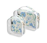 Amooorous 2 Pack Estate Fresh Blue Daisies chiaro decorativo toilette borsa da viaggio TSA approvato multifunzionale borse cosmetiche per le donne per la borsa Aeroporto Compagnia aerea compiacente