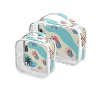 Amooorous 2 Pack Estate Piscina Vacanza chiaro decorativo mens articoli da toeletta viaggio TSA approvato borse cosmetiche impermeabili per le donne set da viaggio rasatura essenziale de maquillaje