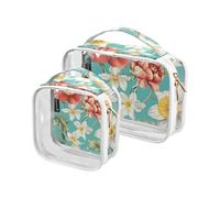 Amooorous 2 Pack Fiori Narcisi Peonia Narciso Turchese chiaro decorativo borsa da toilette set TSA approvato borsa da viaggio trucco portatile da uomo kit da barba maquillaje, Fiori narcisi Peonia