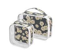 Amooorous 2 Pack Giappone Motivo Floreale Inchiostro Nuvola chiaro decorativo borsa da toilette per le donne TSA approvato riutilizzabile viaggio cosmetico borsa da viaggio essenziale maquillaje,
