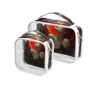 Amooorous 2 Pack Gothic Queen Night Red Clear Decorativa Borsa da toilette da uomo TSA Approvata Portatile Trucco Borsa da Viaggio Airline Airline Compliant Bolsa de Maquillaje, Regina gotica notte
