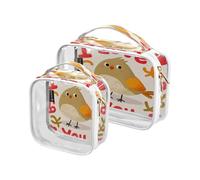 Amooorous 2 Pack I Love Your Valentine Cartoon Bird chiaro decorativo borse da toilette per viaggiare TSA approvato borse cosmetiche riutilizzabili per le donne per borsa Kit da barba da uomo