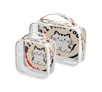 Amooorous 2 Pack I Miss You Cartoon Cute White Cat chiaro decorativo chiaro borsa da toilette TSA approvato borse multifunzionali per le donne viaggio essenziale de maquillaje, I Miss You Cartoon