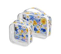 Amooorous 2 Pack Islanda Bianco Dryad Beauty Flowers chiaro decorativo borsa da toilette piccola TSA approvato piccolo sacchetto cosmetico trasparente da uomo kit da barba Bolsa de almacenamiento,