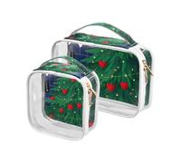 Amooorous 2 Pack Love Green Merry Christmas Tree chiaro decorativo viaggio toilette borsa TSA approvato borse cosmetiche portatili per le donne Aeroporto Compagnia aerea conforme maquillaje, Amore