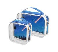 Amooorous 2 Pack Night Meteor trasparente decorativo borsa da toilette da uomo borsa da viaggio TSA approvato riutilizzabile borsa da viaggio cosmetica da uomo kit rasatura Bolsa de almacenamiento,