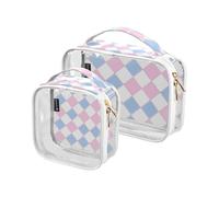 Amooorous 2 Pack Powder Blue Square chiaro decorativo mens borsa da toilette TSA approvato trasparente trucco organizzatore borsa da uomo kit da barba Bolsa de almacenamiento, Quadrato blu polvere, 1