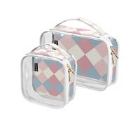 Amooorous 2 Pack Powder Blue Square chiaro decorativo mens toilette borsa da viaggio TSA approvato trasparente trucco borsa da viaggio Kit da barba da uomo Bolsa de maquillaje, Quadrato blu polvere, 1