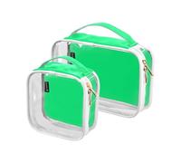 Amooorous 2 Pack Primavera Verde Tinta Unita Pure Plain chiaro decorativo toilette borsa da viaggio TSA approvato piccola borsa cosmetica portatile Kit da barba da uomo maquillaje para, verde