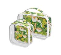 Amooorous 2 Pack St Carino Gnomi verdi chiaro decorativo mens borse da toilette TSA approvato portatile piccola borsa trucco maschile kit da barba maquillaje para, St simpatici gnomi verdi, 1 size
