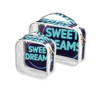 Amooorous 2 Pack Sweet Dreams chiaro decorativo toilette borsa uomo TSA approvato trasparente grande borsa cosmetica viaggio essenziale maquillaje para, sogni dolci, 1 size
