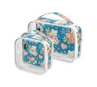 Amooorous 2 Pack Tropical Anime Valentine trasparente decorativo mens toilette viaggio TSA approvato multifunzionale piccola borsa trucco viaggio essenziale de maquillaje para, San Valentino Anime