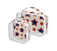 Amooorous 2 Pack Vino Rosso Stelle Dot Beige chiaro decorativo appeso borsa da toilette TSA approvato borse cosmetiche portatili per le donne per la borsa Kit da barba da uomo de maquillaje para,