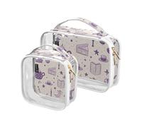 Amooorous 2 Pack Viola Halloween Mistero Magia chiaro decorativo borsa da toilette grande TSA approvato riutilizzabile piccola borsa cosmetica viaggio essenziale Bolsa de almacenamiento, Magia