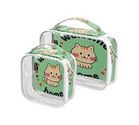 Amooorous 2 Pack Welcome Home Carino Cartoon Cat Clear Decorative Toilette Tote Uomini TSA Approvato TSA Borse cosmetiche da viaggio riutilizzabili per le donne Airport Airline Compliant Para