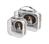 Amooorous 2 Pack Welcome Home Cartone Animato Cane Chiaro Decorativo Appeso Borsa da Toilette TSA Approvato Impermeabile Borse da Viaggio Cosmetici per Donne Uomini Rasatura Kit per Para Maschio,