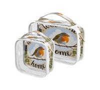 Amooorous 2 Pack Welcome Home Cute Cartoon Bird chiaro decorativo toilette set TSA approvato borse cosmetiche da viaggio trasparenti per le donne Kit da barba da uomo de maquillaje, benvenuto a casa