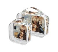 Amooorous 2 Pack Western Cowgirl Bella Colorato chiaro decorativo appeso articoli da toeletta viaggio TSA approvato borse portatili per le donne Kit da barba da uomo maquillaje para, Cowgirl