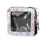 Amooorous 4 luglio American Independence Day Clear Make Up Bag Borse da viaggio per articoli da toeletta Borsa per la cura della pelle per viaggiare, 4 luglio giorno dell'indipendenza americana, 1